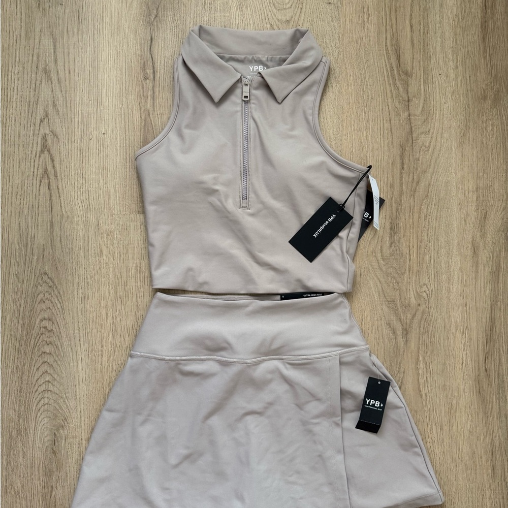 Abercrombie & Fitch YPB Beige Active Set- Sleeveless Top and Skort Set - NWT